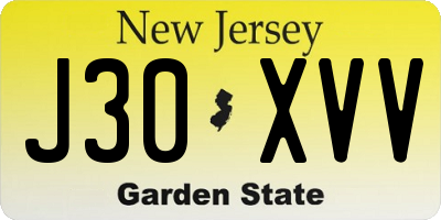 NJ license plate J30XVV