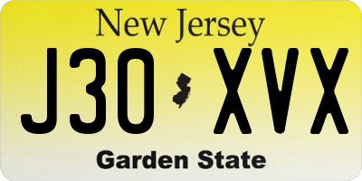 NJ license plate J30XVX