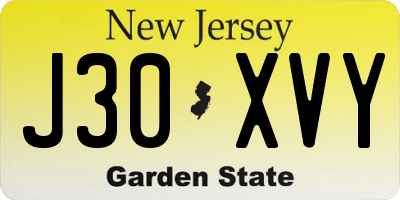NJ license plate J30XVY
