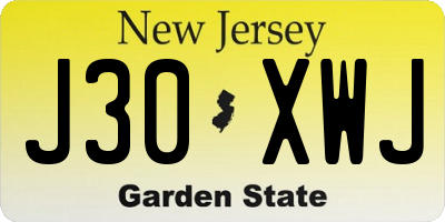 NJ license plate J30XWJ