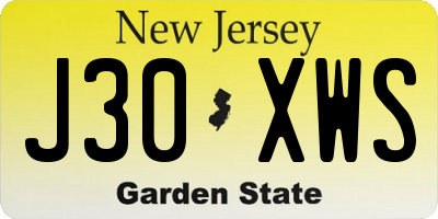NJ license plate J30XWS