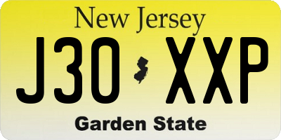 NJ license plate J30XXP