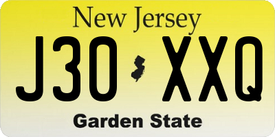 NJ license plate J30XXQ