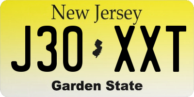 NJ license plate J30XXT