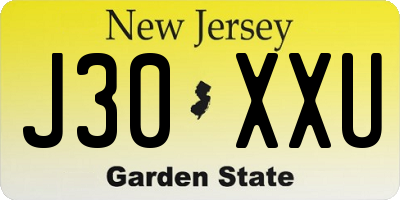 NJ license plate J30XXU