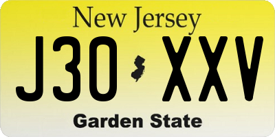 NJ license plate J30XXV