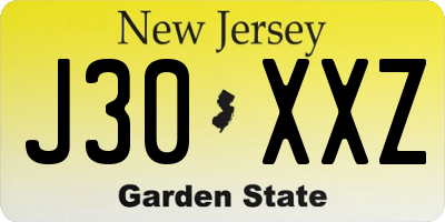 NJ license plate J30XXZ