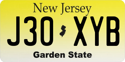 NJ license plate J30XYB