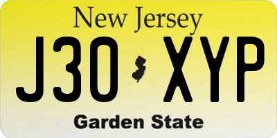 NJ license plate J30XYP