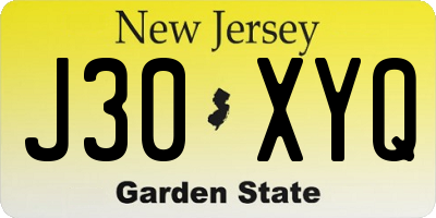 NJ license plate J30XYQ