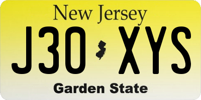 NJ license plate J30XYS
