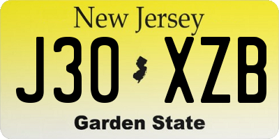 NJ license plate J30XZB