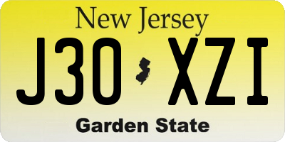 NJ license plate J30XZI