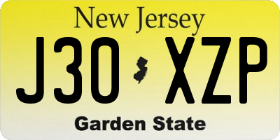 NJ license plate J30XZP