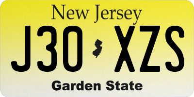 NJ license plate J30XZS
