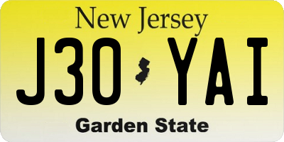 NJ license plate J30YAI