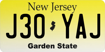 NJ license plate J30YAJ