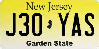 NJ license plate J30YAS