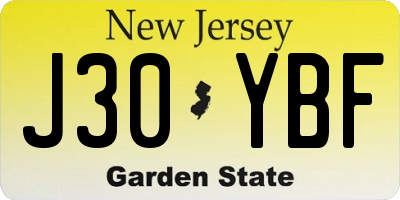 NJ license plate J30YBF
