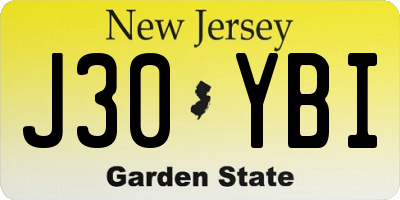 NJ license plate J30YBI