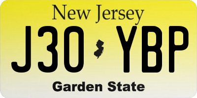NJ license plate J30YBP