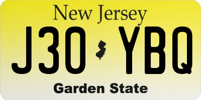 NJ license plate J30YBQ