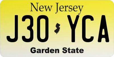 NJ license plate J30YCA
