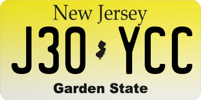 NJ license plate J30YCC