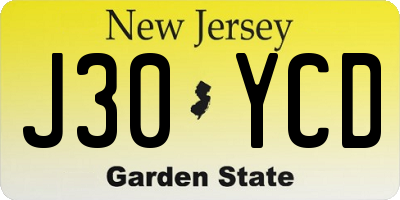NJ license plate J30YCD