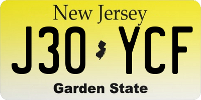 NJ license plate J30YCF