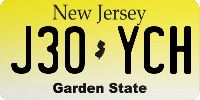 NJ license plate J30YCH
