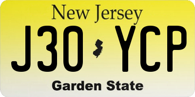 NJ license plate J30YCP
