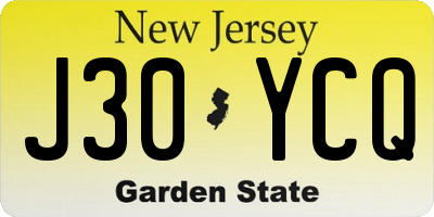 NJ license plate J30YCQ