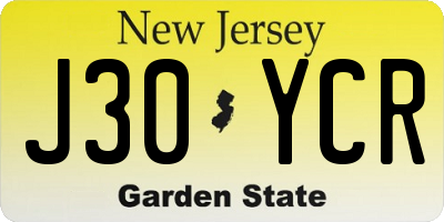 NJ license plate J30YCR