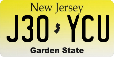 NJ license plate J30YCU