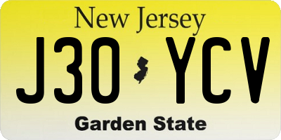 NJ license plate J30YCV