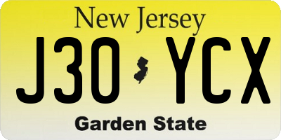 NJ license plate J30YCX