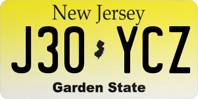 NJ license plate J30YCZ