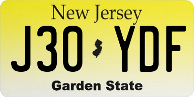 NJ license plate J30YDF