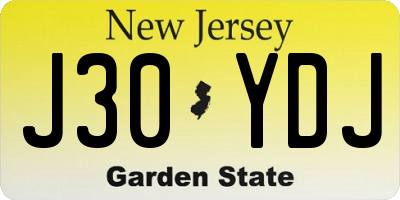 NJ license plate J30YDJ