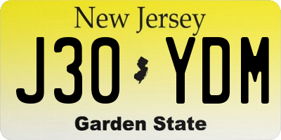 NJ license plate J30YDM