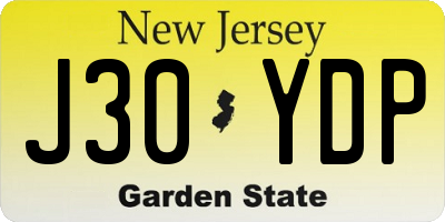 NJ license plate J30YDP