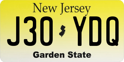 NJ license plate J30YDQ