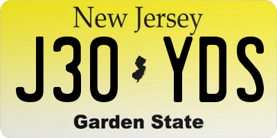 NJ license plate J30YDS
