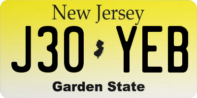 NJ license plate J30YEB