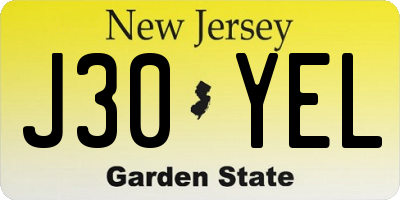 NJ license plate J30YEL