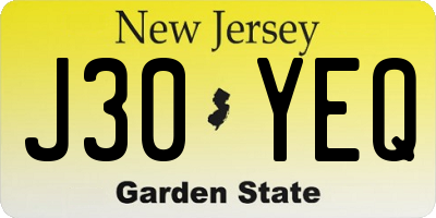 NJ license plate J30YEQ