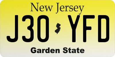 NJ license plate J30YFD