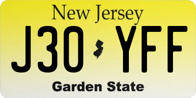 NJ license plate J30YFF