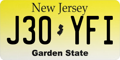 NJ license plate J30YFI
